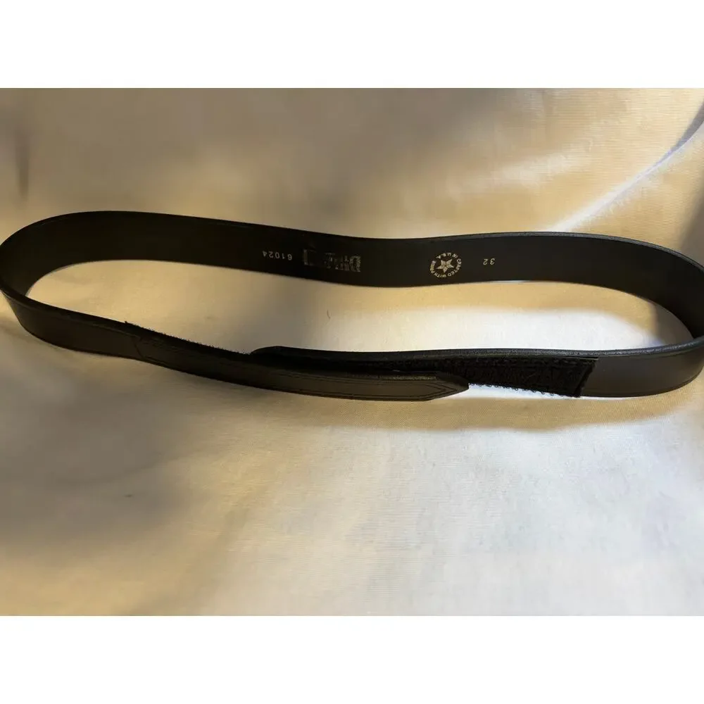 Duluth Trading Co Men's Black Leather Hook & Loop Belt Size 32 Crafted in USA